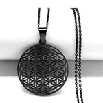 Collier Fleur de Vie Noir Chaîne Fine - Vignette | Médiéfan