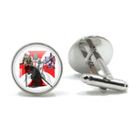 Boutons de manchette templiers chevalier croix rouge - Vignette | Médiéfan