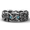 Anneau Loups Viking aux Pierres Bleues H049 / Antique Silver Plated / 6