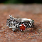 Bague Dragon Viking Pierre Rouge - Vignette | Médiéfan
