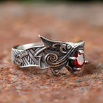 Bague Dragon Viking Pierre Rouge - Vignette | Médiéfan
