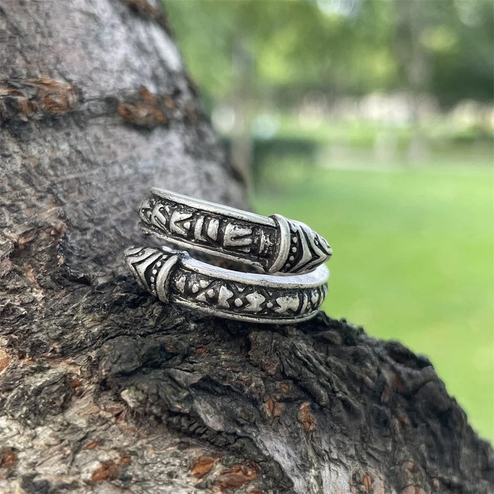 Bague Dragon Viking Réglable Argent