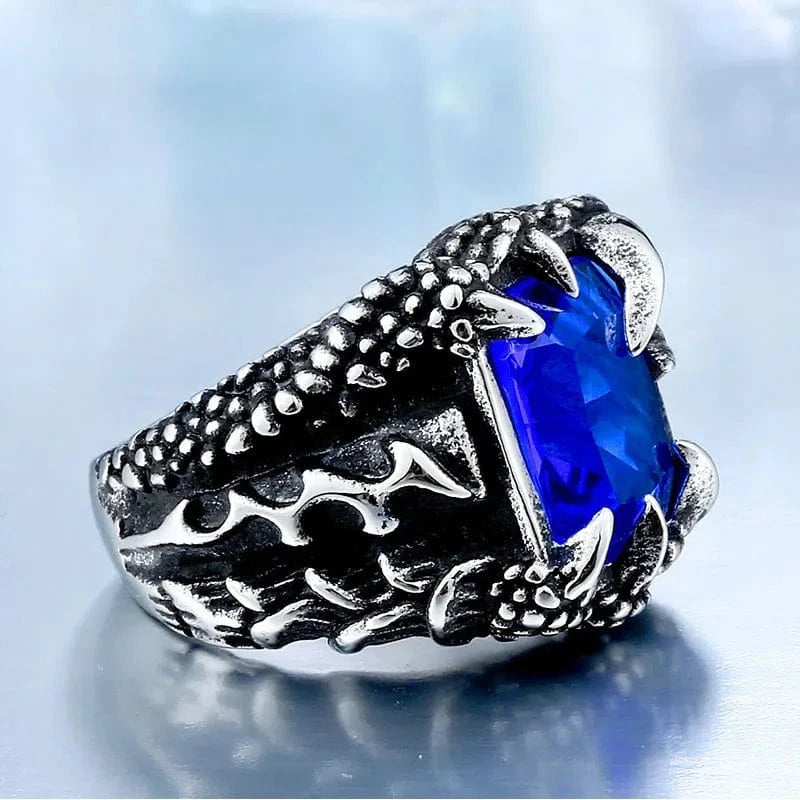 Bague Griffes de Dragon avec Pierre Carrée BR8-178-178-blue / US SIZE / 7