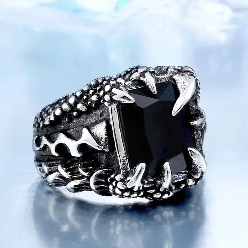 Bague Griffes de Dragon avec Pierre Carrée BR8-178-black / US SIZE / 7