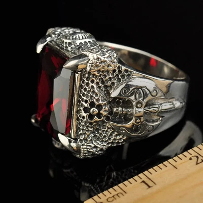 Bague Griffes de Dragon avec Pierre Rectangulaire