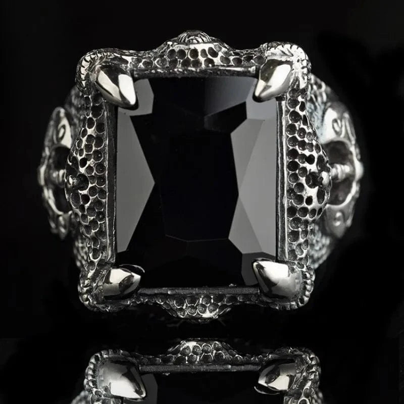Bague Griffes de Dragon avec Pierre Rectangulaire
