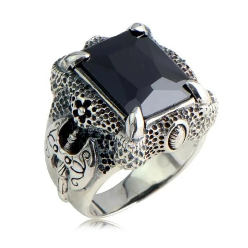 Bague Griffes de Dragon avec Pierre Rectangulaire