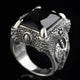Bague Griffes de Dragon avec Pierre Rectangulaire Black / 9