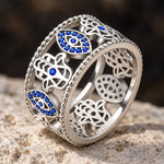 Bague Jonc Large Mains de Fatima et Yeux Pavés - Vignette | Médiéfan