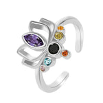 Bague Lotus Marquise Violette et Zircon Noir - Vignette | Médiéfan