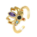 Bague Lotus Marquise Violette et Zircon Noir - Vignette | Médiéfan