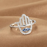 Bague Main de Fatima Ajourée Sertie d'Œil Bleu - Vignette | Médiéfan