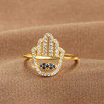Bague Main de Fatima Ajourée Sertie d'Œil Bleu - Vignette | Médiéfan