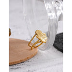Bague Main de Fatima Ciselée à Double Anneau Perlé - Vignette | Médiéfan