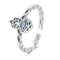 Bague Main de Fatima Filigranée à Pierre Bleue Réglable