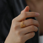 Bague Ouverte Main de Fatima et Bouton de Lotus - Vignette | Médiéfan
