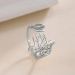 Bague Ouverte Main de Fatima et Bouton de Lotus - Vignette | Médiéfan