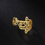 Bague Ouverte Main de Fatima et Bouton de Lotus - Vignette | Médiéfan
