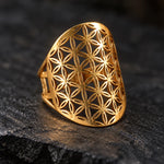 Bague Ovale Résille Fleur de Vie - Vignette | Médiéfan