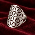 Bague Plaque Fleur de Vie à Pétales Découpés - Vignette | Médiéfan