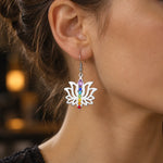 Boucles d'Oreilles Lotus 7 Chakras Goutte Violette - Vignette | Médiéfan