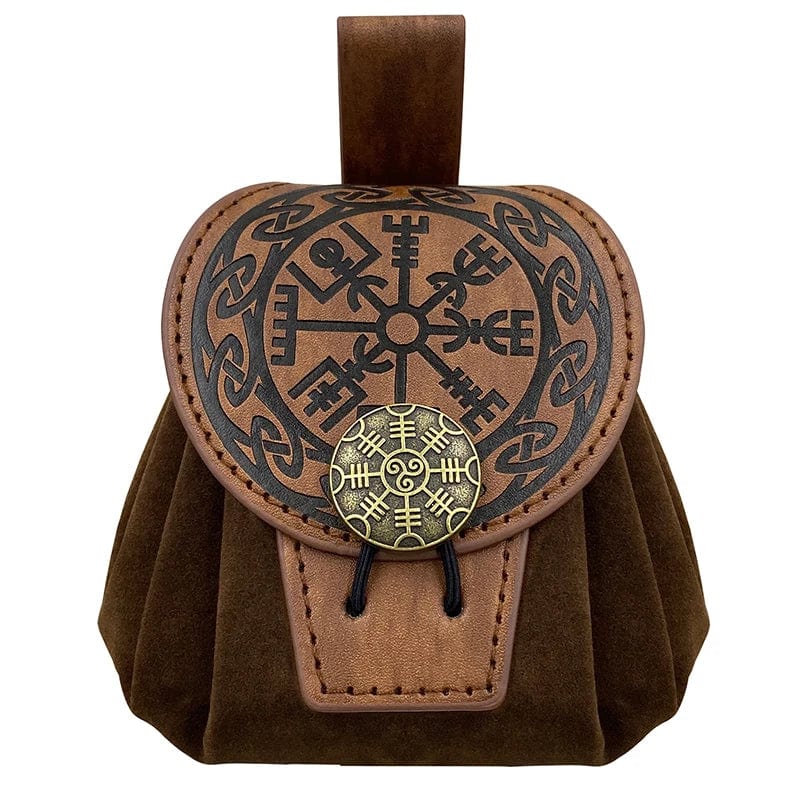Bourse Runes Viking Vegvisir / Marron