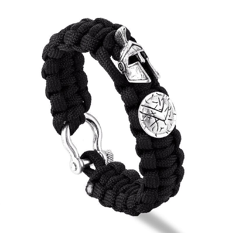 Bracelet à corde Spartiate Noir & Argent