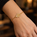Bracelet Chaîne Main de Fatima Filigranée Sertie - Vignette | Médiéfan