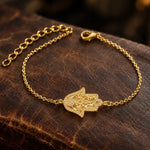 Bracelet Chaîne Main de Fatima Filigranée Sertie - Vignette | Médiéfan