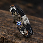 Bracelet Cuir Multirangs Main de Fatima et Œil - Vignette | Médiéfan