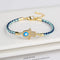 Bracelet Cuir Tressé Bleu Main de Fatima Sertie Bleu