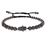 Bracelet Perles Serties Main de Fatima Turquoise - Vignette | Médiéfan