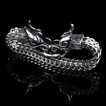 Bracelet Double Tête de Dragon Argenté - Vignette | Médiéfan
