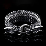 Bracelet Double Tête de Dragon Argenté - Vignette | Médiéfan