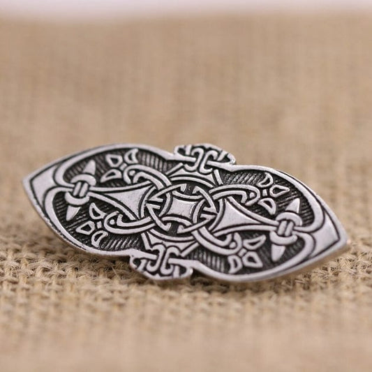 Broche Viking à Motifs Scandinaves Argent