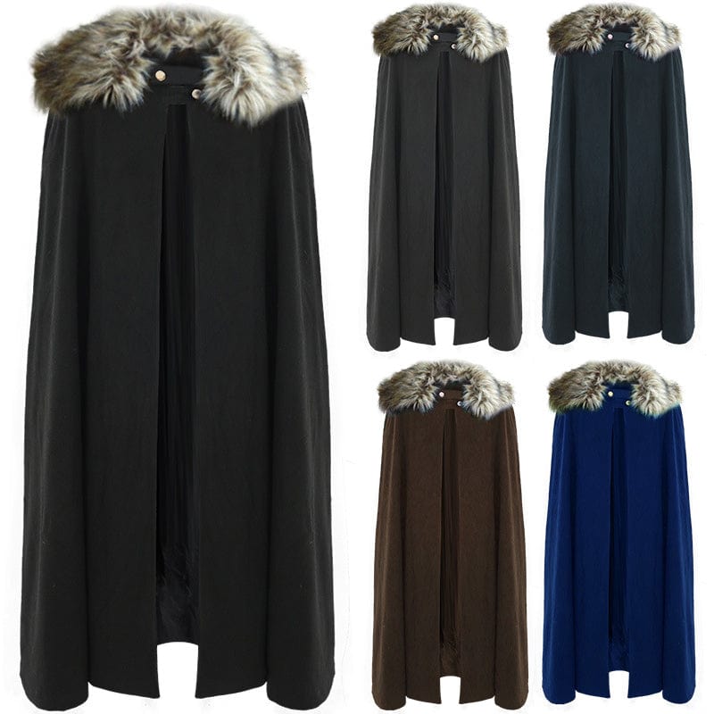 Cape médiévale avec col en fourrure