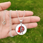 Collier templier pendentif croix rouge émail blanc bordé - Vignette | Médiéfan