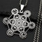 Collier Cube de Métatron aux Symboles des Chakras Argenté