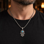 Collier Homme Main de Fatima Turquoise et Étoile de David - Vignette | Médiéfan