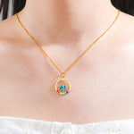 Collier Lotus Irisé dans un Cercle 7 Chakras - Vignette | Médiéfan