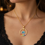 Collier Lotus Irisé dans un Cercle 7 Chakras - Vignette | Médiéfan