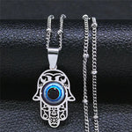 Collier Main de Fatima Ajourée Grand Œil Bleu - Vignette | Médiéfan