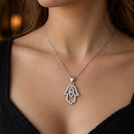 Collier Main de Fatima Ajourée Pavée à Œil - Vignette | Médiéfan