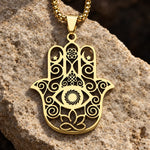 Collier Main de Fatima Filigranée Œil et Lotus - Vignette | Médiéfan