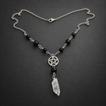 Collier Pentacle Perlé à Pointe de Cristal - Vignette | Médiéfan