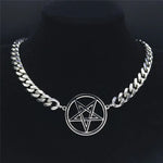 Collier Ras-du-Cou Pentagramme Inversé à Maille Cubaine - Vignette | Médiéfan