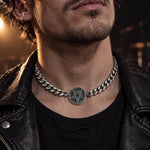 Collier Ras-du-Cou Pentagramme Inversé à Maille Cubaine - Vignette | Médiéfan