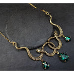 Collier Serpents Enlacés à Gouttes de Cristal - Vignette | Médiéfan