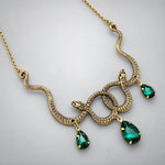 Collier Serpents Enlacés à Gouttes de Cristal - Vignette | Médiéfan