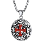 Collier templier pendentif médaillon croix rouge doré - Vignette | Médiéfan